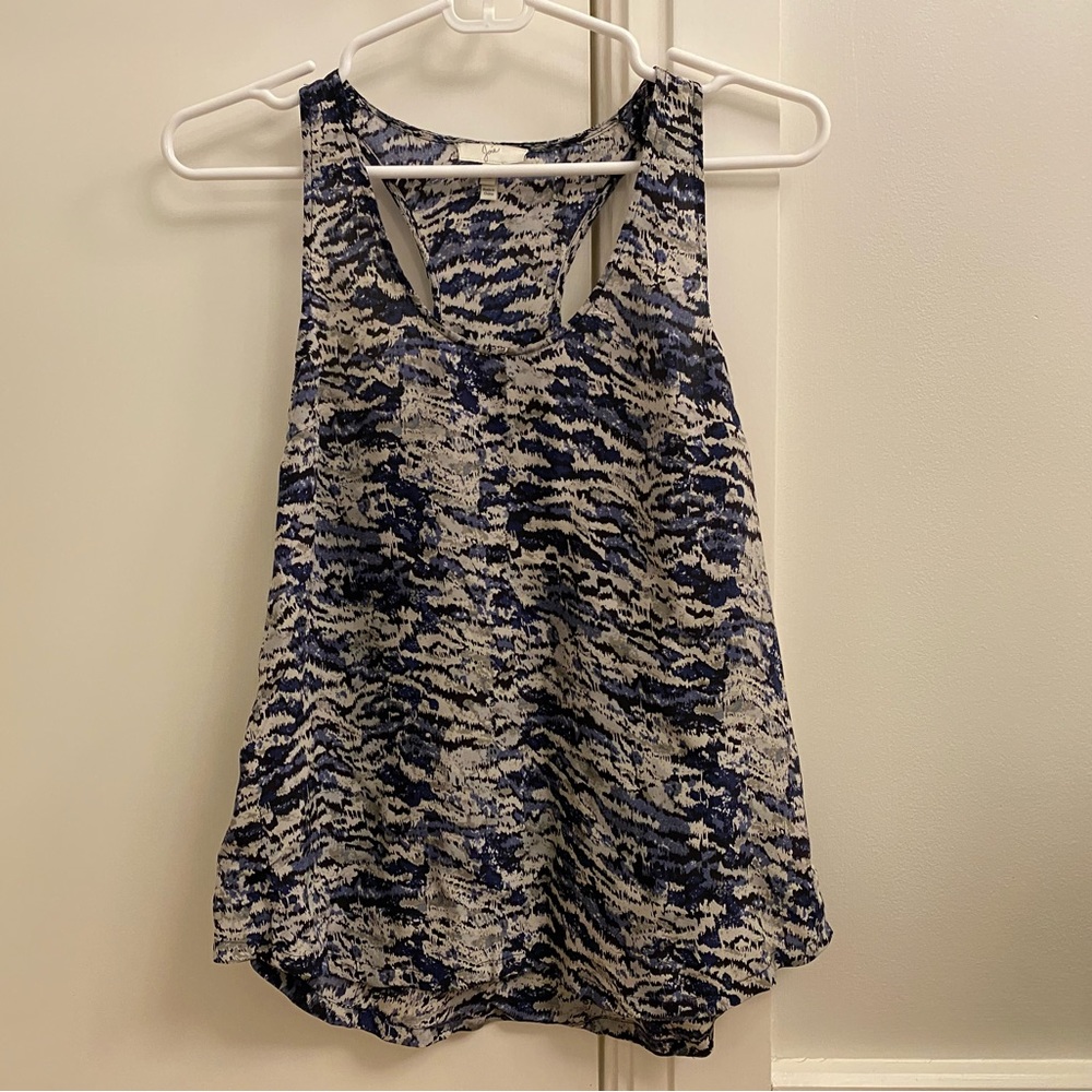 ✨HP✨ LIKE NEW - Joie Silk Racerback Tank Top Blouse w/ Blue, Gray Camo Print